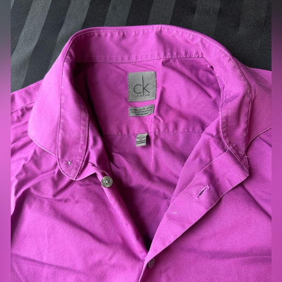 CK mens button up collar dress shirt formal button sleeve extreme slim no iron - Picture 5 of 7